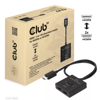 Comutator Club3D, HDMI la 2xHDMI cu două fețe 2in1, 8K60Hz, 4K120Hz