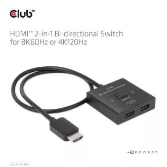Comutator Club3D, HDMI la 2xHDMI cu două fețe 2in1, 8K60Hz, 4K120Hz