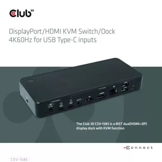 Stație de andocare Club3D USB-C 10v1, 1xDP, 1xHDMI, 3xUSB-C, 3xUSB, 1xRJ45, 1x3.5mm, neagră