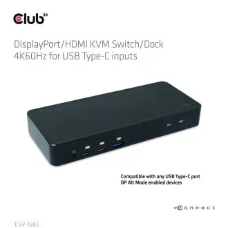 Stație de andocare Club3D USB-C 10v1, 1xDP, 1xHDMI, 3xUSB-C, 3xUSB, 1xRJ45, 1x3.5mm, neagră