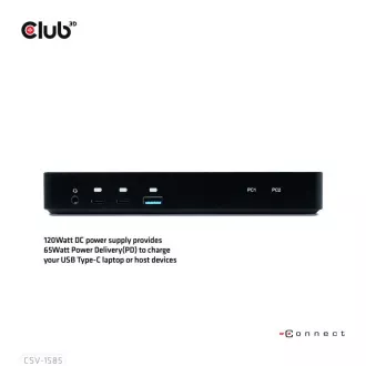 Stație de andocare Club3D USB-C 10v1, 1xDP, 1xHDMI, 3xUSB-C, 3xUSB, 1xRJ45, 1x3.5mm, neagră