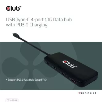 Hub Club3D 1xUSB-C la 4xUSB-C, port 10Gbps, PD 3.0