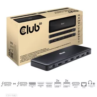 Stație de andocare Club3D USB-C 12v1, 1xDP, 1xHDMI, 2xUSB-C, 4xUSB, 1xRJ45, neagră