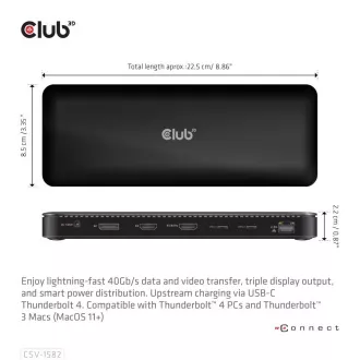 Stație de andocare Club3D USB-C 12v1, 1xDP, 1xHDMI, 2xUSB-C, 4xUSB, 1xRJ45, neagră