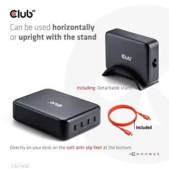 Încărcător de călătorie Club3D 240W tehnologie GaN, 4xUSB-C, suport PPS + PD 3.1