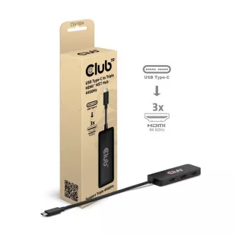 Hub Club3D MST USB-C la 3xHDMI, simplu: 8K30Hz, triplu: 4K60Hz