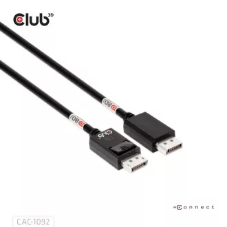 Cablu Club3D DisplayPort 2.1 la DisplayPort 2.1, VESA DP80, 4K240Hz/8K60Hz/10K60Hz (M/M), 1,6 m, negru