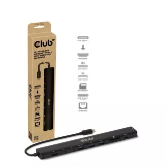 Stație de andocare Club3D USB-C 10v1, 140W PD, 1xHDMI, 3xUSB-C, 3xUSB, 1xRJ45, neagră