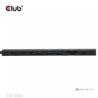Stație de andocare Club3D USB-C 10v1, 140W PD, 1xHDMI, 3xUSB-C, 3xUSB, 1xRJ45, neagră