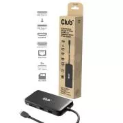 Stație de andocare Club3D USB-C 8-în-1, 1xHDMI, 1xDP, 1xUSB-C, 2xUSB, 1xRJ45, neagră
