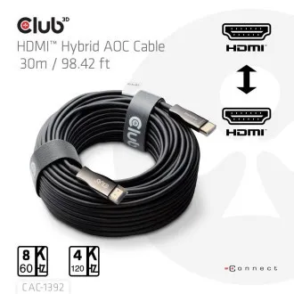 Cablu HDMI 2.1 hibrid optic activ Club3D 8K60Hz/4K120Hz, (M/M), 30m