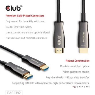 Cablu HDMI 2.1 hibrid optic activ Club3D 8K60Hz/4K120Hz, (M/M), 30m