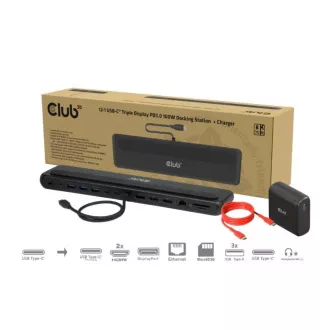 Stație de andocare Club3D USB-C 12v1, 2xHDMI, 1xDP, 2xUSB-C, 3xUSB, 1xRJ45, 1x3.5mm, neagră