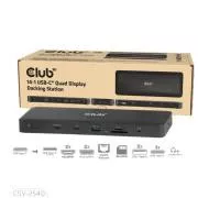 Stație de andocare Club3D USB-C 14v1, 2xHDMI, 2xDP, 3xUSB-C, 1xUSB-C PD, 2xUSB, 1xRJ45, 1x3.5mm, microSD/SD, negru