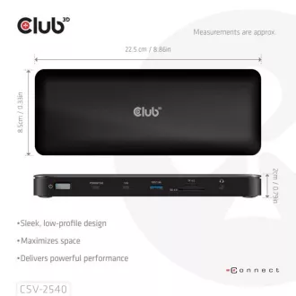 Stație de andocare Club3D USB-C 14v1, 2xHDMI, 2xDP, 3xUSB-C, 1xUSB-C PD, 2xUSB, 1xRJ45, 1x3.5mm, microSD/SD, negru