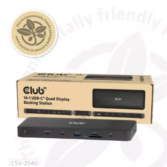 Stație de andocare Club3D USB-C 14v1, 2xHDMI, 2xDP, 3xUSB-C, 1xUSB-C PD, 2xUSB, 1xRJ45, 1x3.5mm, microSD/SD, negru