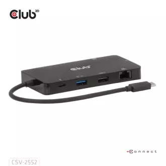 Stație de andocare Club3D USB-C 9-în-1, 2xHDMI, 1xUSB-C, 1xUSB-C PD, 2xUSB, 1xRJ45, microSD/SD, negru