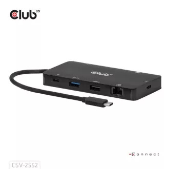 Stație de andocare Club3D USB-C 9-în-1, 2xHDMI, 1xUSB-C, 1xUSB-C PD, 2xUSB, 1xRJ45, microSD/SD, negru