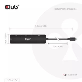Stație de andocare Club3D USB-C 7 în 1, 1xHDMI, 1xUSB-C PD, 2xUSB, 1xRJ45, microSD/SD, neagră
