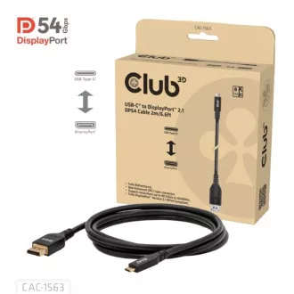 Cablu Club3D USB-C la DisplayPort 2.1 DP54 Bi-direcțional, 8K120Hz, 4K480Hz, 2m