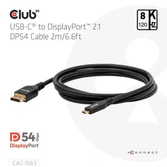 Cablu Club3D USB-C la DisplayPort 2.1 DP54 Bi-direcțional, 8K120Hz, 4K480Hz, 2m