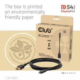 Cablu Club3D USB-C la DisplayPort 2.1 DP54 Bi-direcțional, 8K120Hz, 4K480Hz, 2m