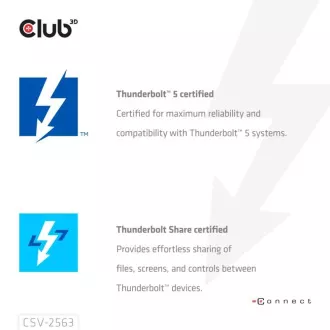 Hub Club3D Thunderbolt 5 5 în 1, 3x USB-C TB5, 1x USB-A, 1x 8K60Hz, 3x 5K60Hz, certificare Thunderbolt Share, 180W Hub Club3D Thunderbolt 5 5 în 1, 3x USB-C TB5, 1x USB-A, 1x 8K60Hz, 3x 5K60Hz, certificare Thunderbolt Share, 180W