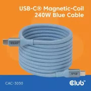 Cablu magnetic Club3D USB-C, 240W PD3.1, 480 Mbps, 2m, albastru