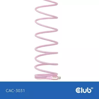 Cablu USB-C magnetic Club3D, 240W PD3.1, 480 Mbps, 2m, roz