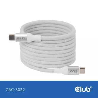 Cablu USB-C magnetic Club3D, 240W PD3.1, 480 Mbps, 2m, alb