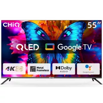 CHiQ U55QM8E TV 55", UHD, QLED, inteligent, Google TV, dbx-tv, Dolby Audio, fără cadru