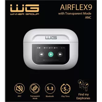 WG - Căști Bluetooth WG AirFlex 9 cu ecran, Avatar, ANC, albe WG - Căști Bluetooth WG AirFlex 9 cu ecran, Avatar, ANC, albe