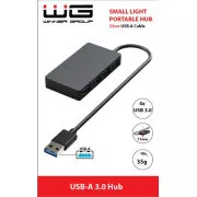 WG - HUB USB-A la 4x USB-A, USB 3.0, 5Gbps, negru