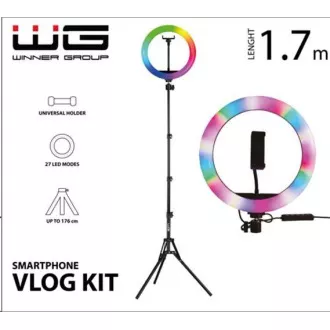 WG - Kit Vlog de bază pentru filmare video bloguri, cu lumină LED RGB și trepied de 1,7 metri WG - Kit Vlog de bază pentru filmare video bloguri, cu lumină LED RGB și trepied de 1,7 metri