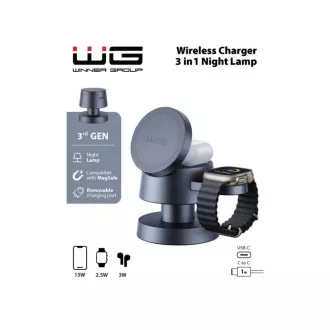 WG - Încărcător wireless 4 în 1 Mush8oom, lampă, gri WG - Încărcător wireless 4 în 1 Mush8oom, lampă, gri