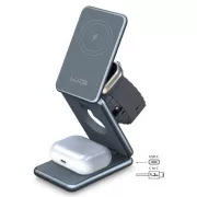 WG - Încărcător wireless WG39, 3 în 1, 15W+5W+3W, gri
