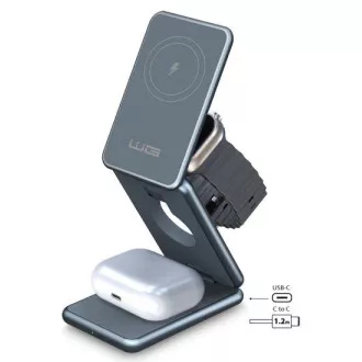 WG - Încărcător wireless WG39, 3 în 1, 15W+5W+3W, gri