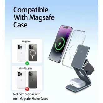 WG - Încărcător wireless WG39, 3 în 1, 15W+5W+3W, gri