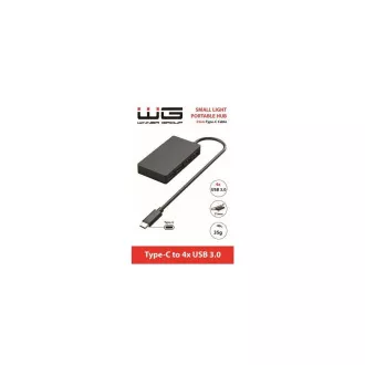 WG - HUB Tip-C la 4x USB-A, USB 3.0, 5Gbps, negru