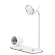 WG - Lampă LED cu încărcare wireless și difuzor Bluetooth WG Retro Kathie, albă