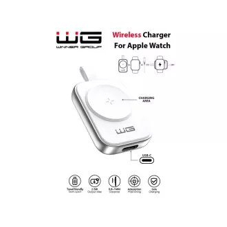 WG - Încărcător magnetic cu USB-C pentru Apple Watch, alb-argintiu