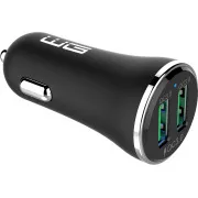 WG - Încărcător auto 2x USB-A 36W, QC 3.0 + QC 3.0, negru