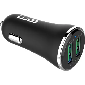 WG - Încărcător auto 2x USB-A 36W, QC 3.0 + QC 3.0, negru