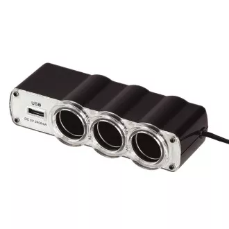 WG - Încărcător auto, hub, 3x priză brichetă 12V + 1x USB-A, cu extensie WG - Încărcător auto, hub, 3x priză brichetă 12V + 1x USB-A, cu extensie