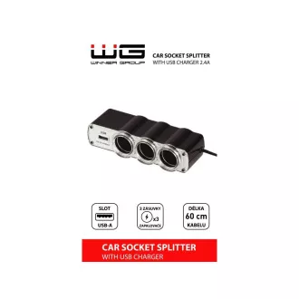 WG - Încărcător auto, hub, 3x priză brichetă 12V + 1x USB-A, cu extensie WG - Încărcător auto, hub, 3x priză brichetă 12V + 1x USB-A, cu extensie