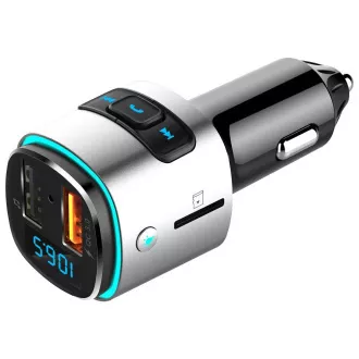 WG - Încărcător auto, transmițător FM, QC 3.0, argintiu