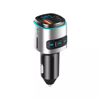 WG - Încărcător auto, transmițător FM, QC 3.0, argintiu