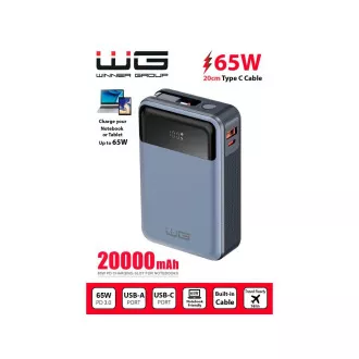 WG - Baterie externă 20000 mAh, USB-C PD 65W, neagră WG - Baterie externă 20000 mAh, USB-C PD 65W, neagră
