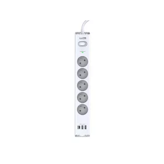 WG - Protecție la supratensiune cu 5 sloturi + 2x USB-A + 1x USB-C, cablu de 1,5 metri, alb WG - Protecție la supratensiune cu 5 sloturi + 2x USB-A + 1x USB-C, cablu de 1,5 metri, alb