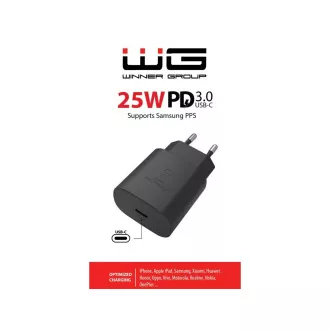WG - Adaptor de alimentare 1x USB-C, PD PPS 25W, negru